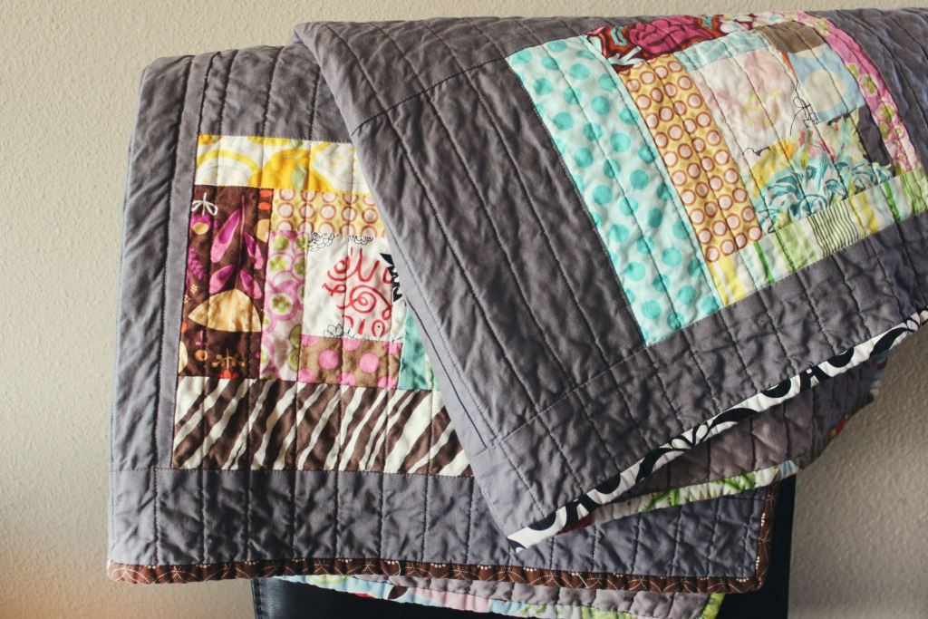 patchwork quilt made from using old clothes